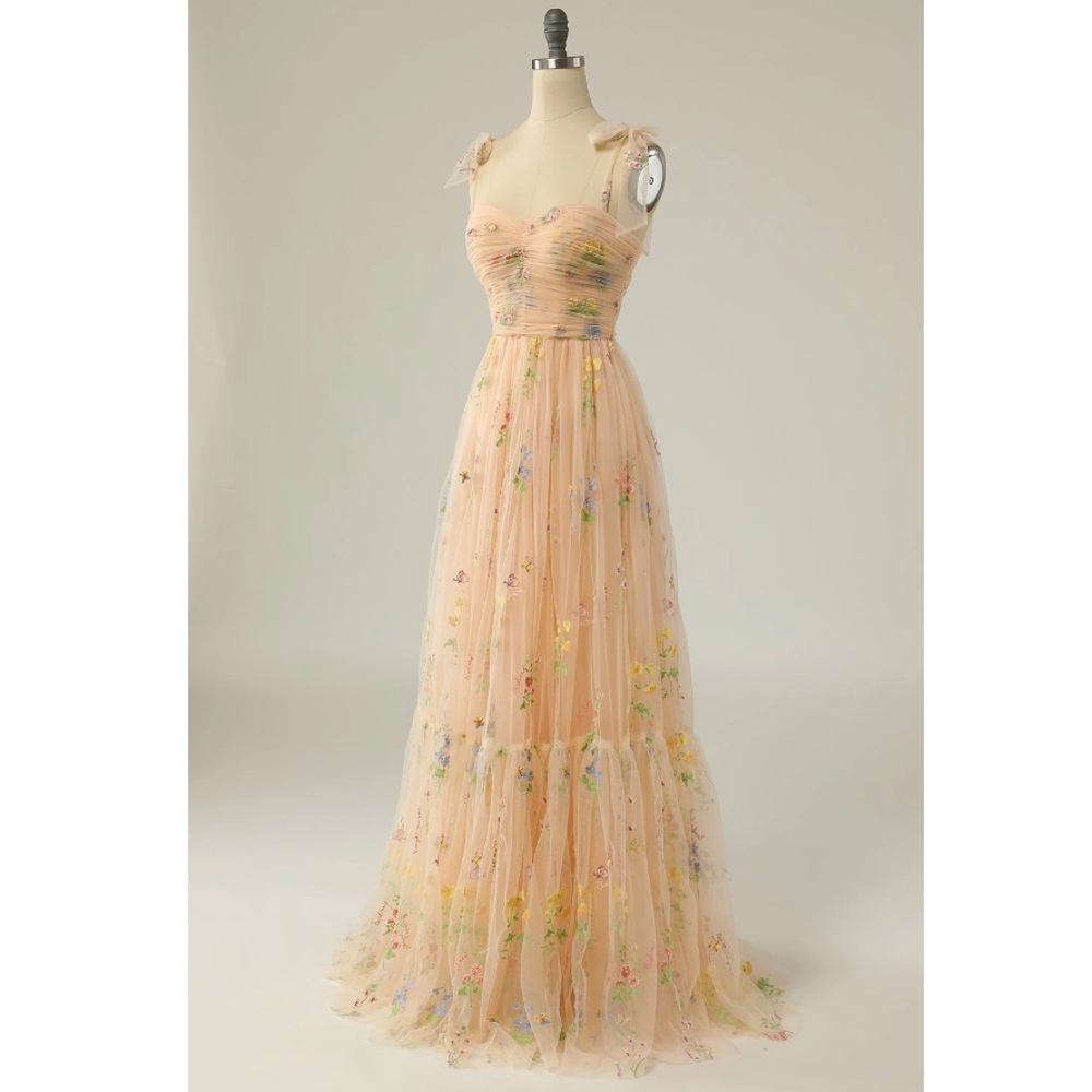 SOLD | Custom Embroidered Floral Gown, Small